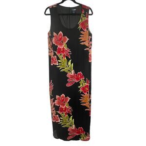 EVA BLUE Vintage WhimseyGoth Sheer Floral Beaded Lined Maxi Dress Sz 14